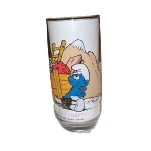 VINTAGE Smurfs Collectors Drinking Glass Tumbler | Hefty Smurf | 1982 Peyo